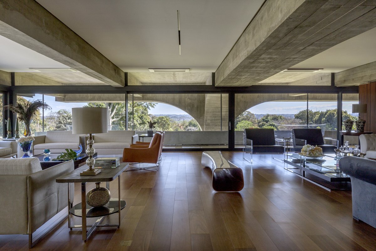 Renovated Brutalist residence from the 70s with a view of the landscaping, Brasília, Brazil  #interiors #architecture