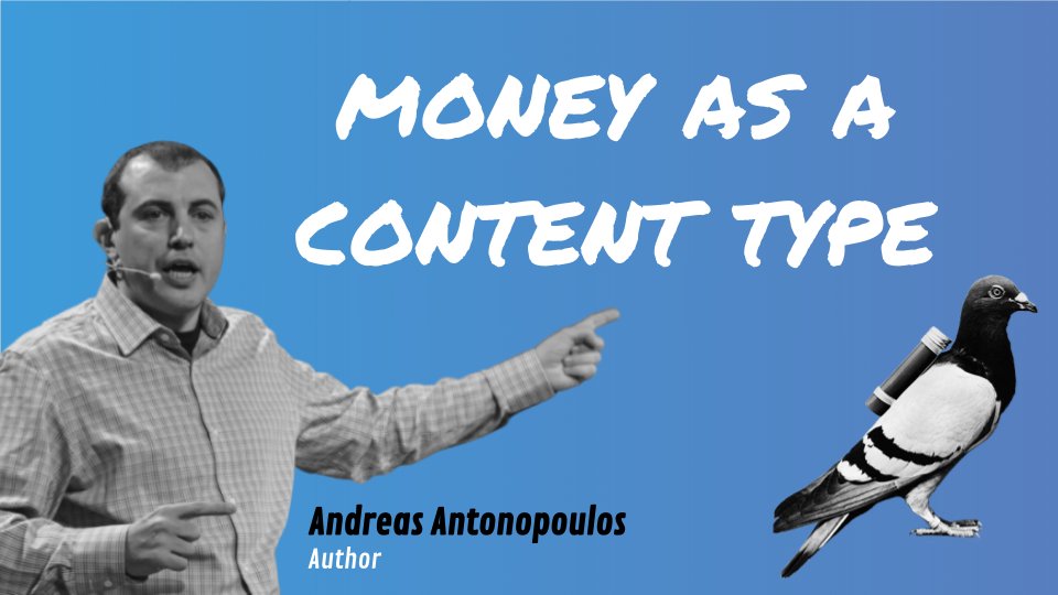 9/ Bitcoin has made ‘money completely independent of the underlying transport medium and turned it into a stand-alone content type.''A transaction can be transmitted over any form of communication medium.'The Internet of Money by  @aantonop