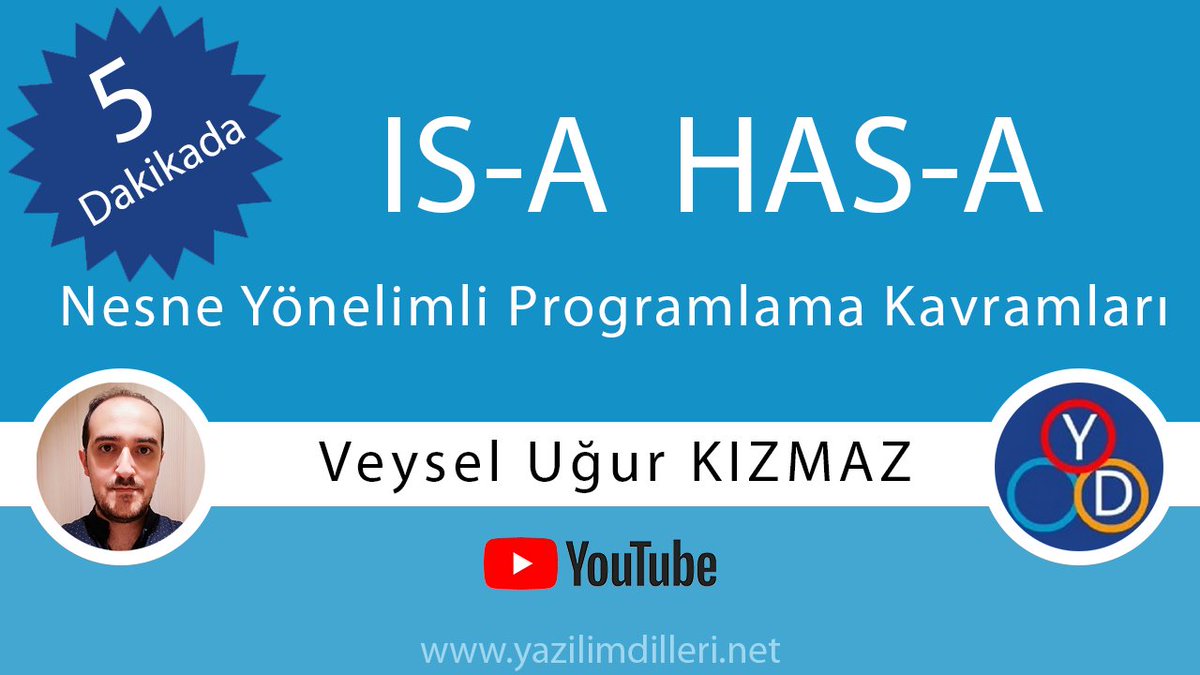 yazilim_dilleri's tweet image. Yeni Video! 5 Dakikada Is A - Has A | #OOP | Örnek Uygulama | C# #Java | 
@vukizmaz 

 #YouTube 

5 dakikada Nesne Yönelimli Programlamanın temellerinden olan Is A ve Has A'nin mantığını örnek uygulama ile kavramak isteyenleri şöyle alalım: youtu.be/qmCrY4jRvcc