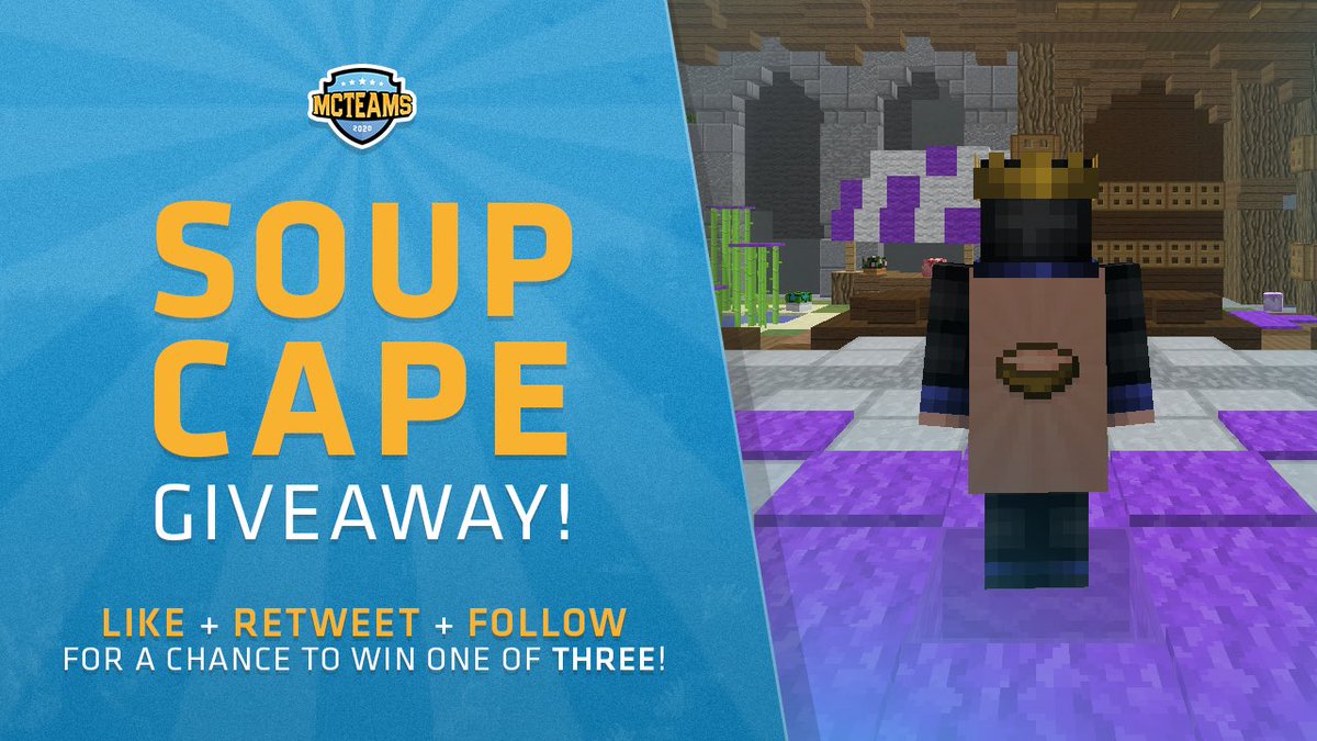 MCTeams_'s tweet image. MCTeams Lite returns this Saturday at 3:00 PM EST!

In celebration, we are giving away exclusive MCTeams cloaks on Lunar Client 🥳

🔁 + ❤️ + follow us and @LunarClient for a chance to win:

• 3x MCTeams Soup Cloak

Join mcteams.com/discord for updates.