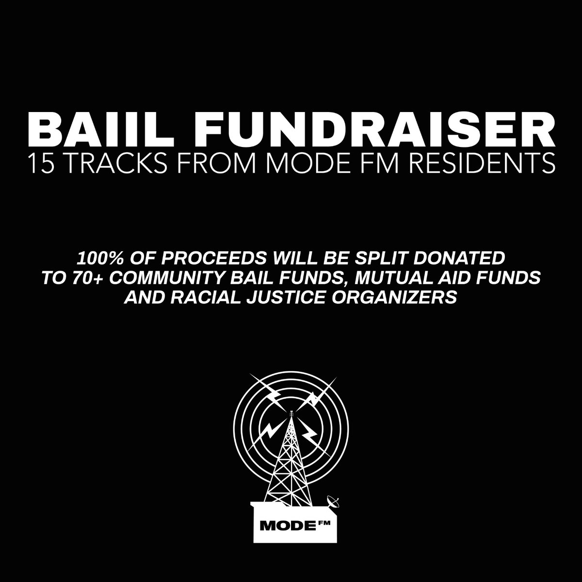 We will be releasing a 15 Track compilation tomorrow exclusively on Bandcamp to fundraise for Communuty Bails, Mutual Aid Funds &amp; Racial Justice Organizers.

Bandcamp will be donating their revenue share to the NAACP Legal Defense Fund.

Pre Order Link - 
modedigital.bandcamp.com/album/bail-fun…