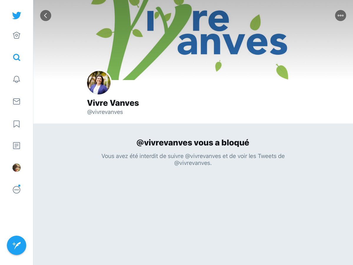 ToyaZerman's tweet photo. Bloquée... ! 
Ils parlent de démocratie,  mais pratiquent la censure !
#vivrevanves @GabrielAttal @SevrineEdou #VilledeVanves #Municipales2020 https://t.co/zObGdyVlPN
