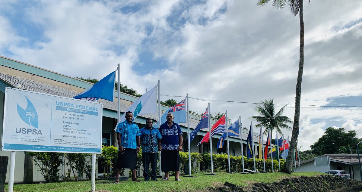 USPSA_'s tweet photo. All our flags up at #HQ !
Our student reps are ready and will shortly be attending the Special meeting of the #USP_Council 
#StrongertogetherUSP #GoodGovernance 
#OneOceanOnePeopleOneVoiceOneJourney https://t.co/L968Mfor8s