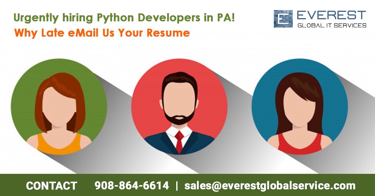 EverestGlobalIT's tweet image. @EverestGlobalIT is #hiring the Python Developer focused on a Real-Time Data application in a Greenfield environment.
Submit your updated Resume to: sales@everestglobalservice.com or CALL: 908-864-6614
#PythonDeveloper #PythonWebDeveloper #PythonProgrammer #PythonProgramming
