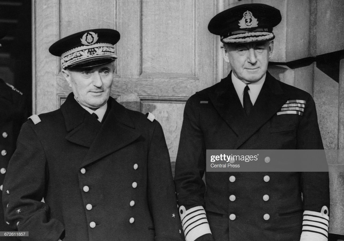 flew in to the new French capital, Bordeaux for a meeting with their joint opposite number French naval Commander-in-Chief and Minister of Marine Admiral Francois Darlan. The subject was of great concern to Britain (and the still neutral United States) – the powerful French fleet
