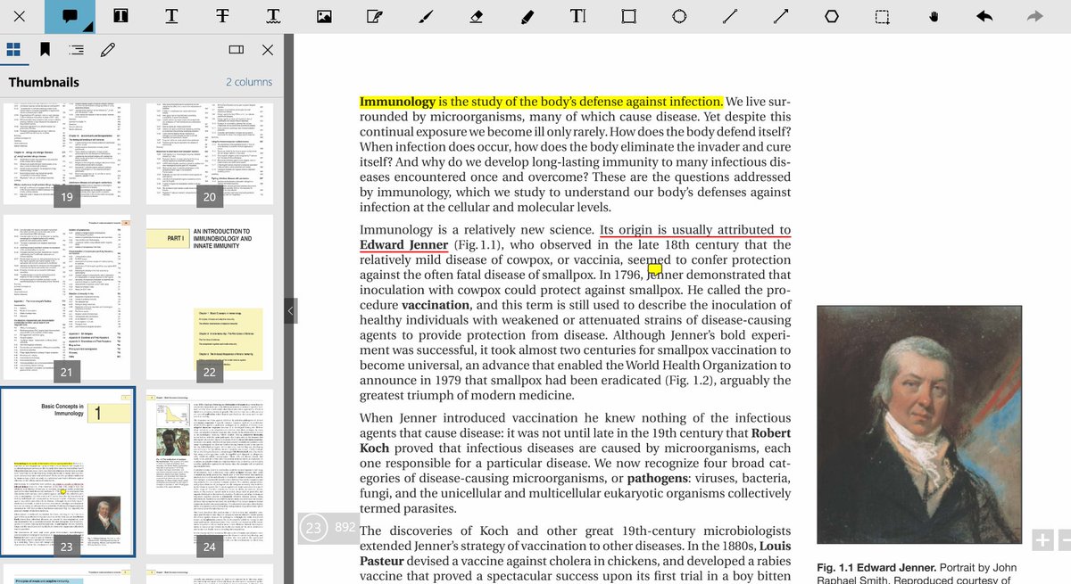 PDFs are a bit hit or miss for me. Usually I will use printouts into OneNote, but I recently found Xodo which has a lot of features I like, especially the natural sounding voice to read it. Highlighting, underlining, adding images, note taking. It's web based or downloadable