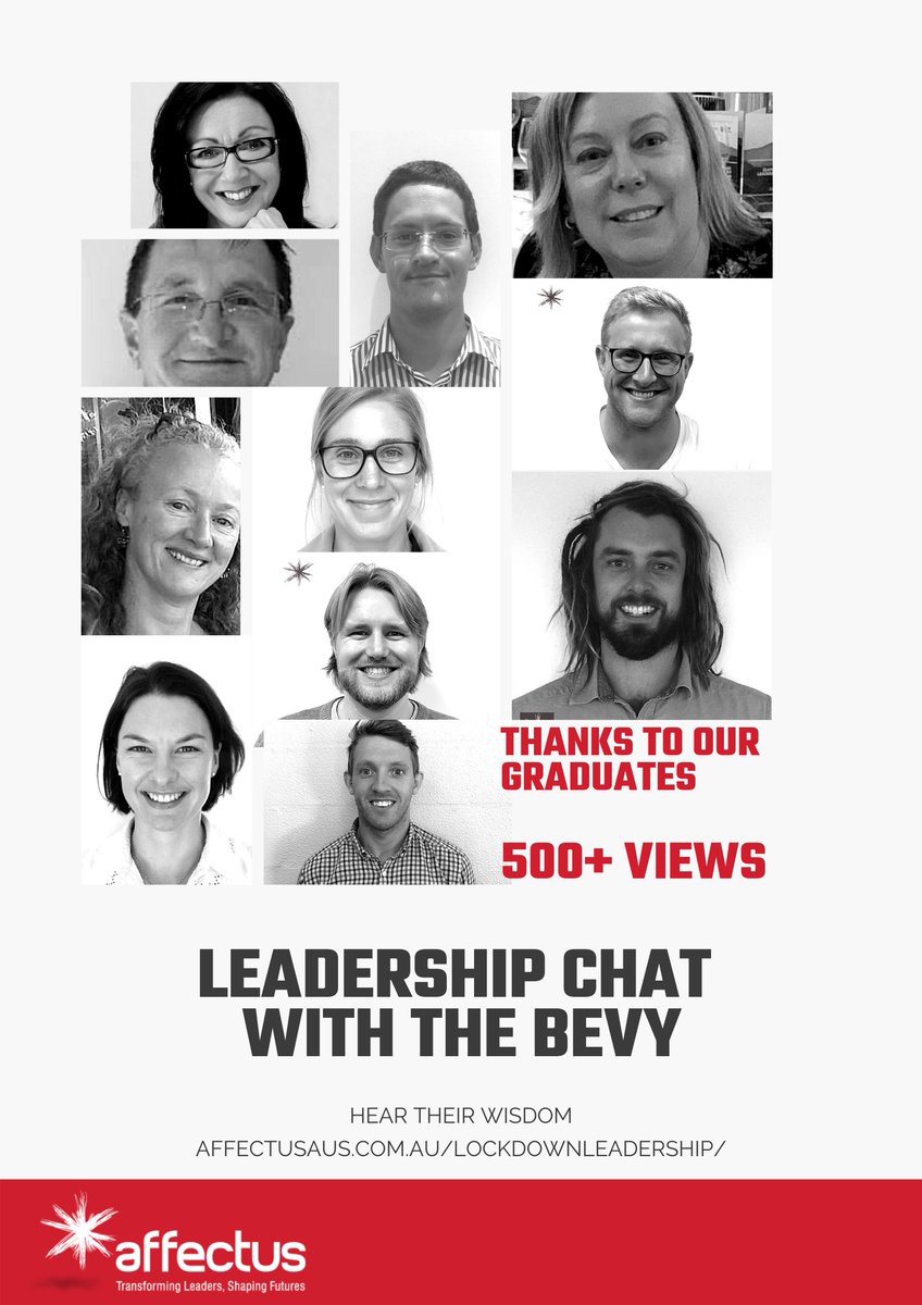 A huge thanks to our <a href="/affectusaus/">affectusaus</a> courageous Alumni. Such wonderful stories and insights and all so different. 

ow.ly/iGT750Abd9m

#500+ views in just a few weeks.

#ourgraduatesaregreat
#leadership
#ourpurpose
