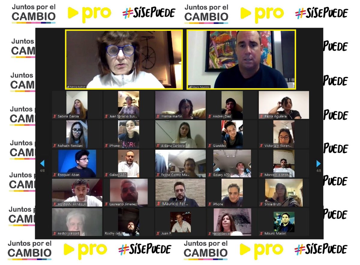 mauriciof_lp's tweet photo. JUNTOS EN ZOOM

El Martes participé del primer Zoom del #PROLaPlata junto a la Presidente #PROArgentina @PatoBullrich y nuestro Dirigente @MauroPalummoOK.

Con total apoyo de #Patricia a #Mauro, trabajamos para el nuevo diseño del #PRO y lo hacemos juntos porque #juntosEsMejor! https://t.co/CuaM4UdXWk