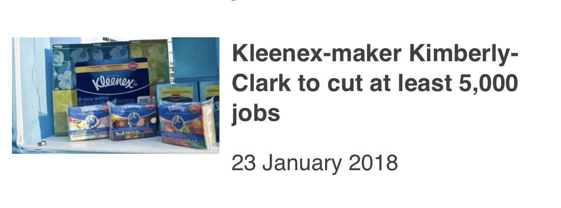 In 2018, a certain brand of tissues was struggling. Income was lower than usual, and jobs were being cut. 5000 is a significant loss for any large company.