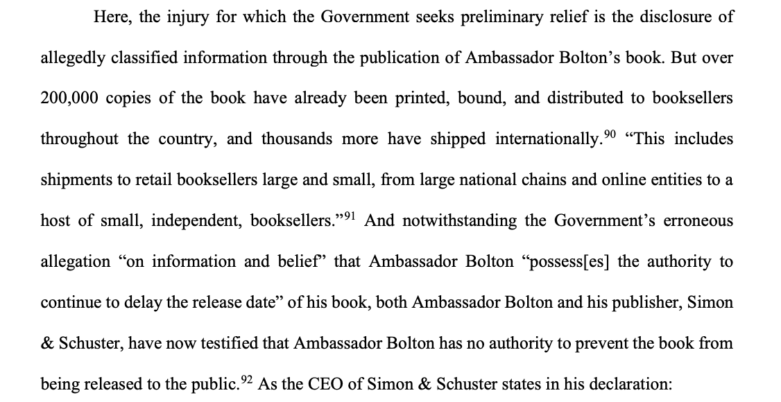 Bolton attests that 200,000 copies of his book are already bound and distributed to booksellers.
