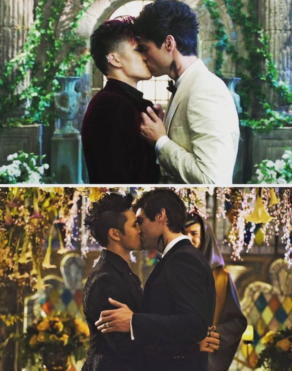 Magnus And Alec from shadowhunters. I cried when they kissed. I cried when they said I love you. I cried on their first date. The tears I shed for their wedding -