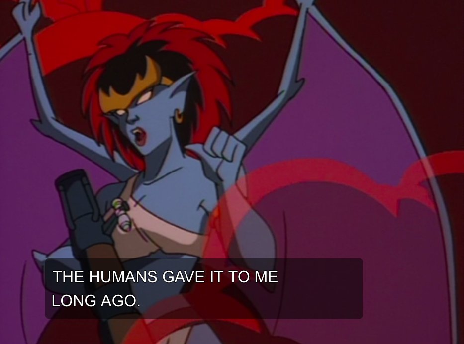 (1500 word essay on how, while most of the gargoyles chose their own names, Demona kept the one given to her by humans, and thus identifies herself through their perception of her: a frightening and unforgiving demonic entity)