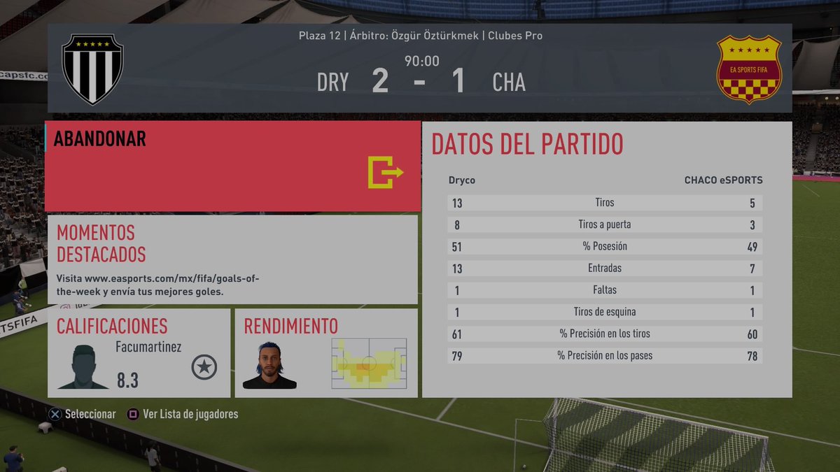 CDryco's tweet image. Resultados de las fechas de hoy:
A primera hora victoria 3-1 @OlimarFc Luego caímos 2-0 @mhs_eSports10 
Y por último 2–1 Chaco eSp
#VamoElDryco