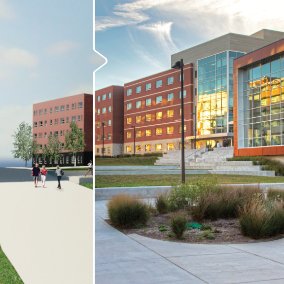 thinkConfluence's tweet photo. At KU, Daisy Hill is home to 6 of the 10 residence halls on campus and is a central hub for student life and activities. Confluence led site planning + design efforts for 2 new freshman-focused residence halls, Self and Oswald, as well as Daisy Hill Commons. #ConfluenceTBT https://t.co/U22Pxm6gQZ