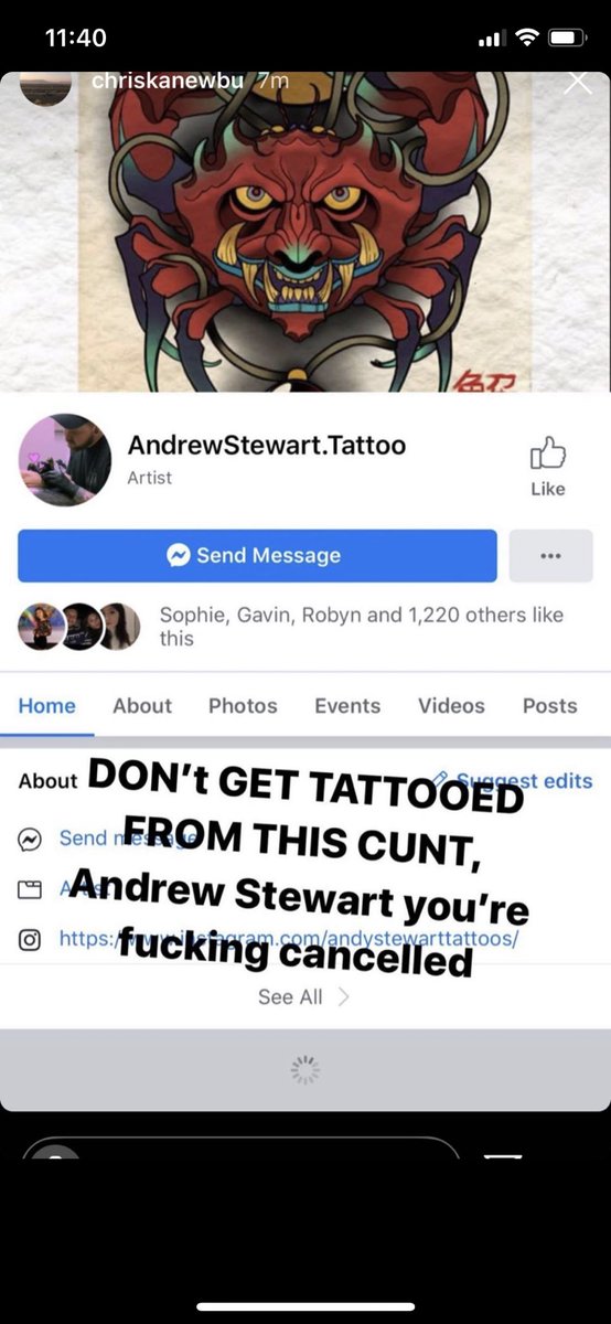 Just incase you don’t know this beast stay well clear!!! He targets younger girls and says he will tattoo people free in return for sex
