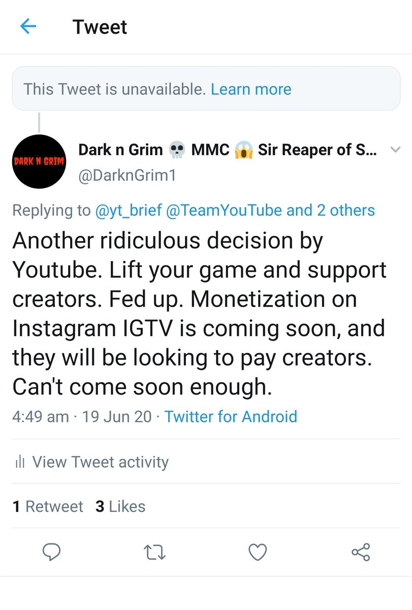 DarknGrim1's tweet image. Why have they said the original tweet is unavailable? I'm trying to support Brief Case here and I'm being silenced