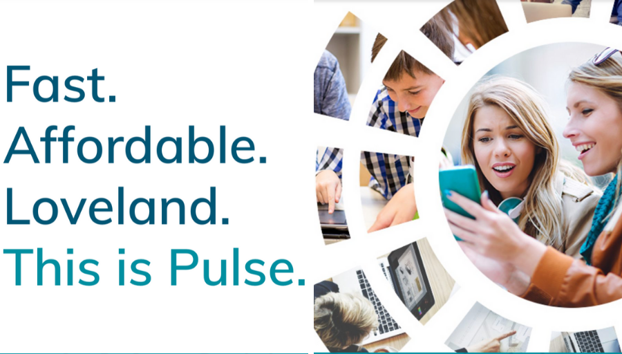 PulseFiber's tweet photo. Fast. Affordable. Loveland. This is Pulse. We are #GigReadyLoveland! The word is out about our residential service plans and we couldn't be more excited to share. https://t.co/kTREy6wPxR. #LovelandPulse #ServingLoveland #CommunityOwned #Internetforall https://t.co/Qoii1iVfL4