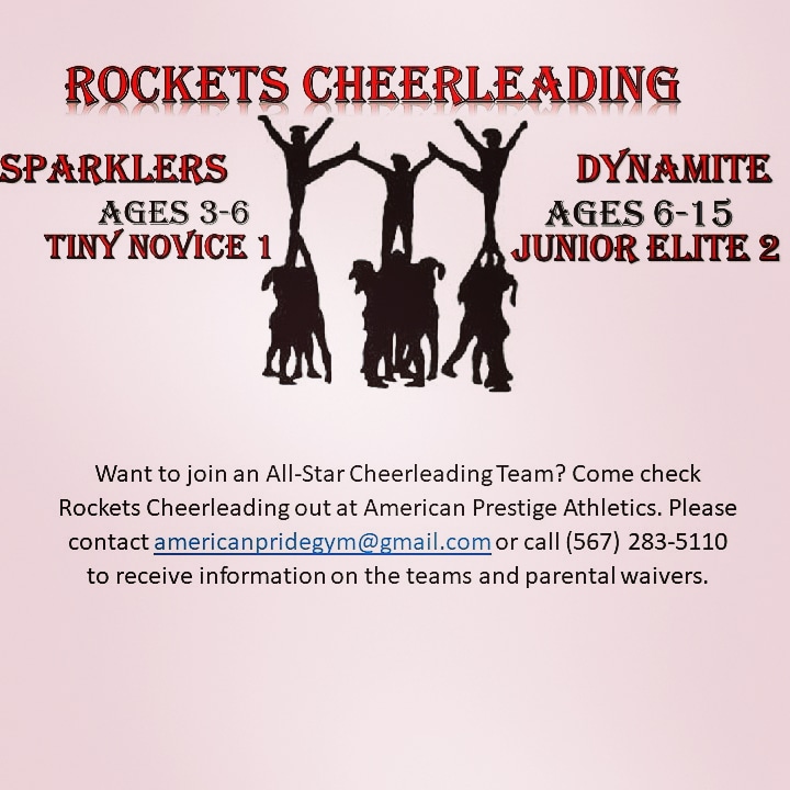 RocketsOhio's tweet image. Stop by Monday evening and check us out! Take your skills to the next level with Rockets Cheerleading.