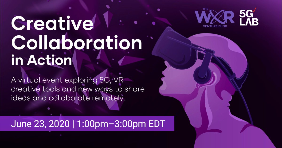 June 23rd ✨ Creative Collaboration in Action Presented by Verizon 5G Lab &amp; WXR Fund in AltspaceVR #WXR5GLabs feat Lauren Ruffin #Crux, @ingatvori @Tvorium, Jonathan Williams, <a href="/TheWildXR/">TheWildXR</a>, <a href="/DigitalFilmTree/">DigitalFilm Tree</a> 

RSVP bit.ly/Verizon-WXR-Co…
