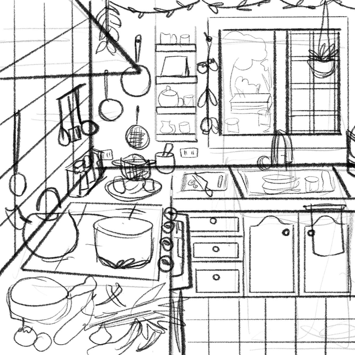 im drawing a kitchen,, i wanna cry,, but also welcome someone will be cooking sinigang para masaya HAHAHAHAH #artPH 