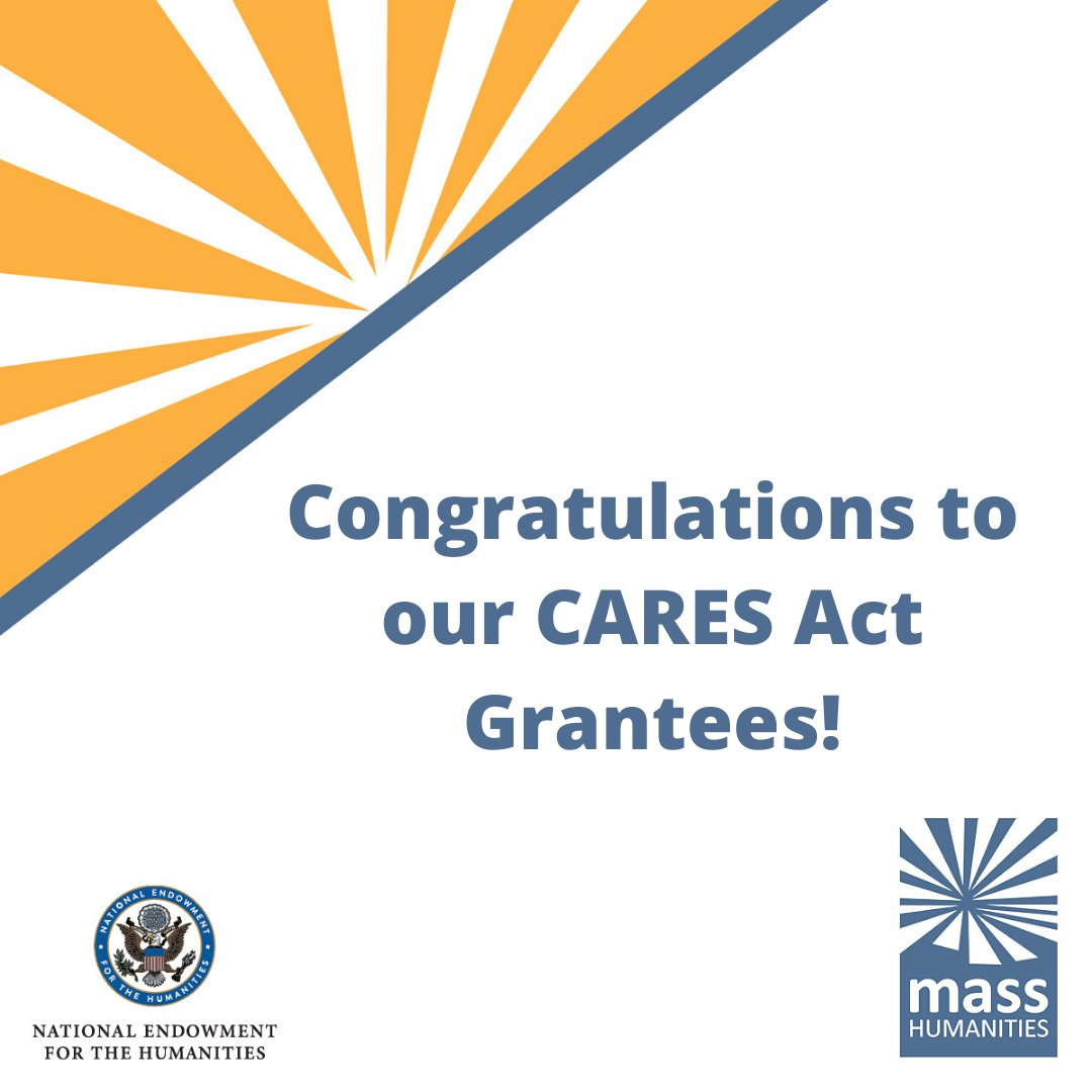 MassHumanities's tweet photo. Congratulations to all recipients of our CARES Act grants across Massachusetts! We are committed to ensuring the humanities remain supported through this difficult time. Click here to view our full list of grantees by region: https://t.co/JCeXEyQTwe @NEHgov #NEHCares https://t.co/R7pzQiRABO