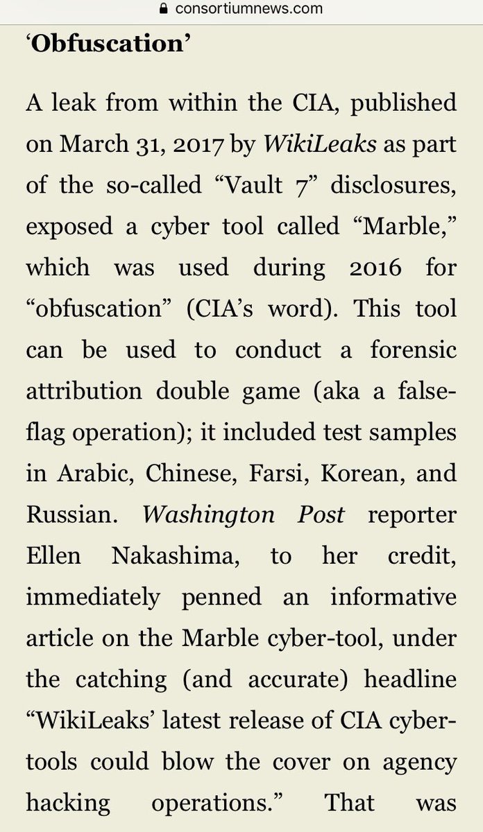 tatianaschild's tweet photo. @7NewsCanberra @ScottMorrisonMP @wikileaks @Consortiumnews @raymcgovern 2/ This tool can be used to conduct a forensic attribution double game (aka a false-flag operation.”
https://t.co/55Hso81pmx
#auspol #obfuscation #wikileaks #Vault7 #MarbleFramework https://t.co/DgG6Dhcgow