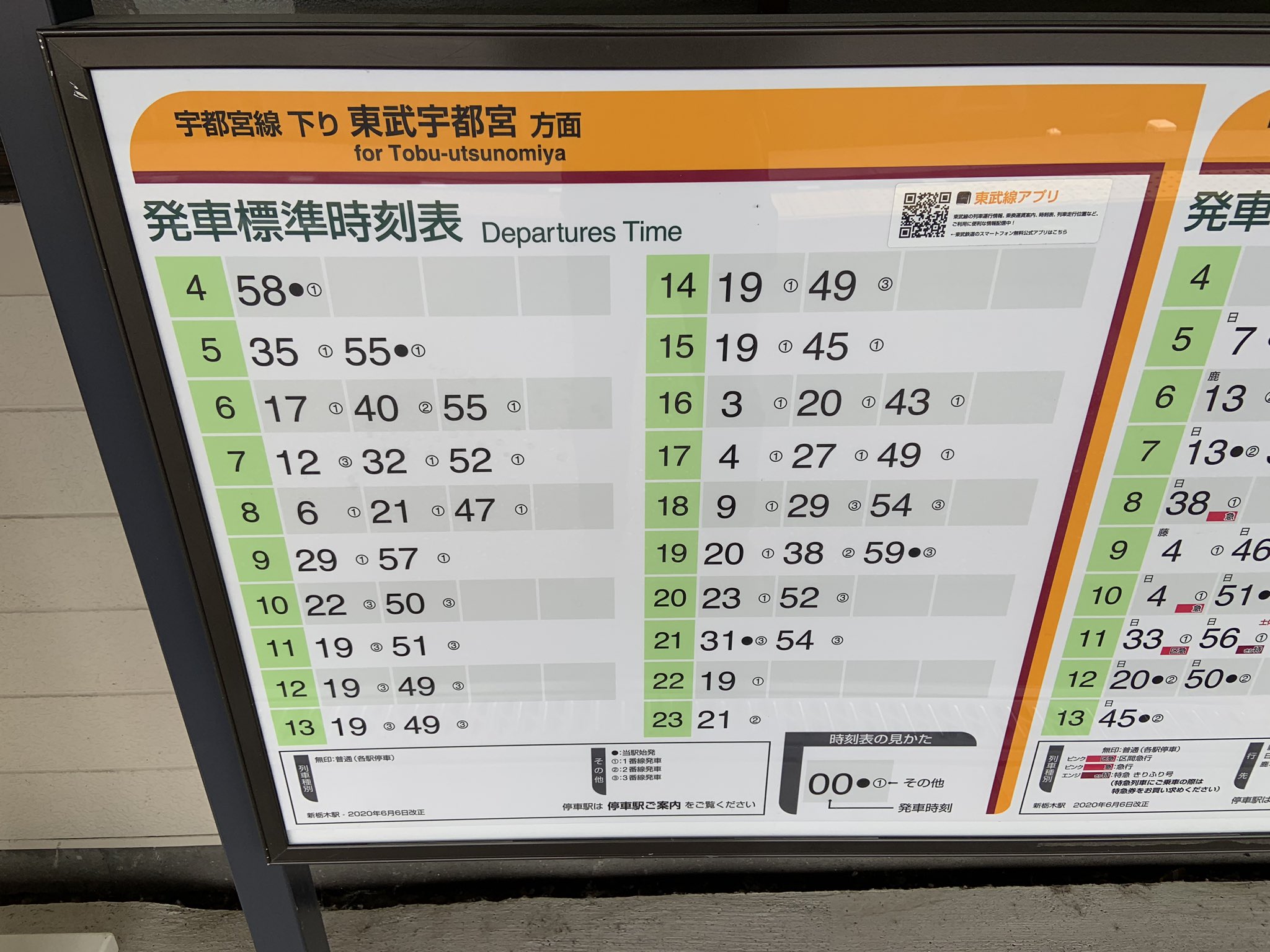 おきらく娯楽工房 東武日光線の施設調査をしました 新栃木駅の東武宇都宮線方面の時刻表はこんな感じです 日中時間帯は先日報告の通り東武日光方面接続配慮で3番線使用 その他は1番線主体という感じです T Co Yh6bdthe36 Twitter