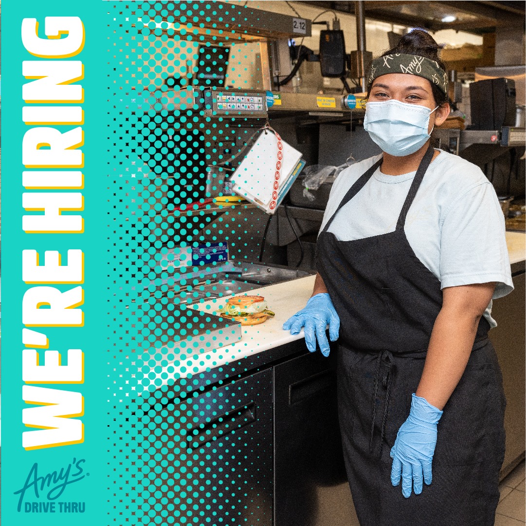 Ready to join the #AmysDriveThru Corte Madera fam? Text "Amys" to 97211 and get ready to be a part of the team that runs on love! #werehiring #cortremadera #joinourteam