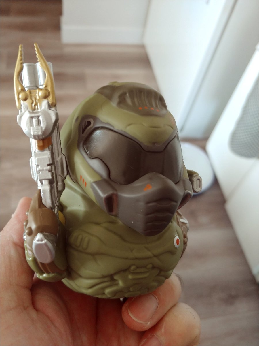 My <a href="/TubbzCosplay/">Tubbz Cosplaying Ducks (Fan Page)</a> duck just arrived and I cannot be any happier. Look at this little guy! He is all ready to Quack and Tear! Unboxing video will be released shortly. #Doom #DoomEternal #gaming #doomslayer