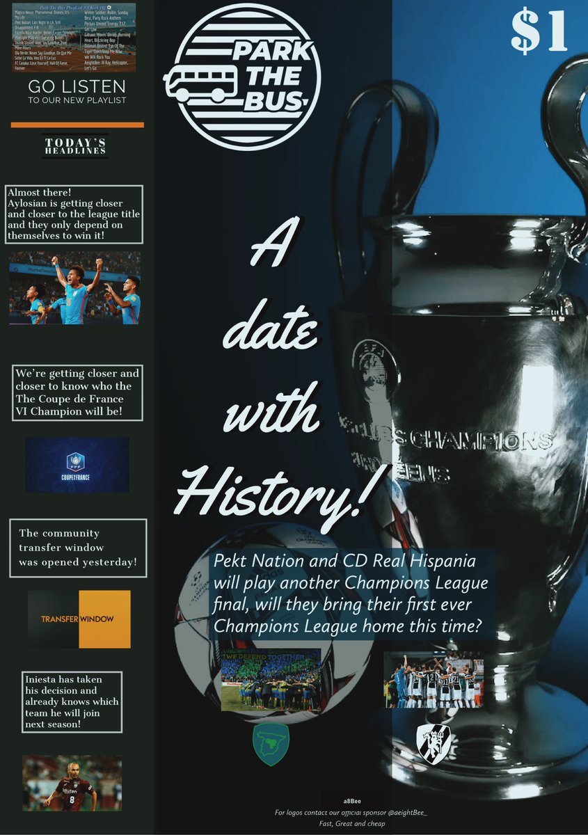 TEParkTheBus's tweet photo. Today’s #ParkTheBusMagazine cover!
Featuring @NationPekt @CDR_Hispania @1986craig @fff_top #Iniesta & #CommunityTransferWindowChat
Also good luck to everyone whos playing the Champions League final! Make sure to tag us!
#TEParkTheBus🚎 https://t.co/0J6Bu8xNDg