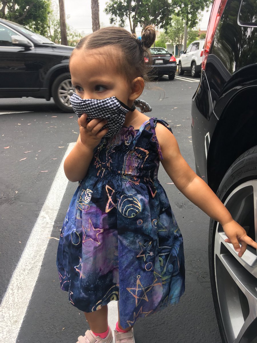 richocampo's tweet photo. Aaliyah wearing her mask in public to protect herself from COVID-19 as she learns healthy hygiene practices at an early age. Good granddaughter - I’m so proud! https://t.co/z12ba2Sj5f