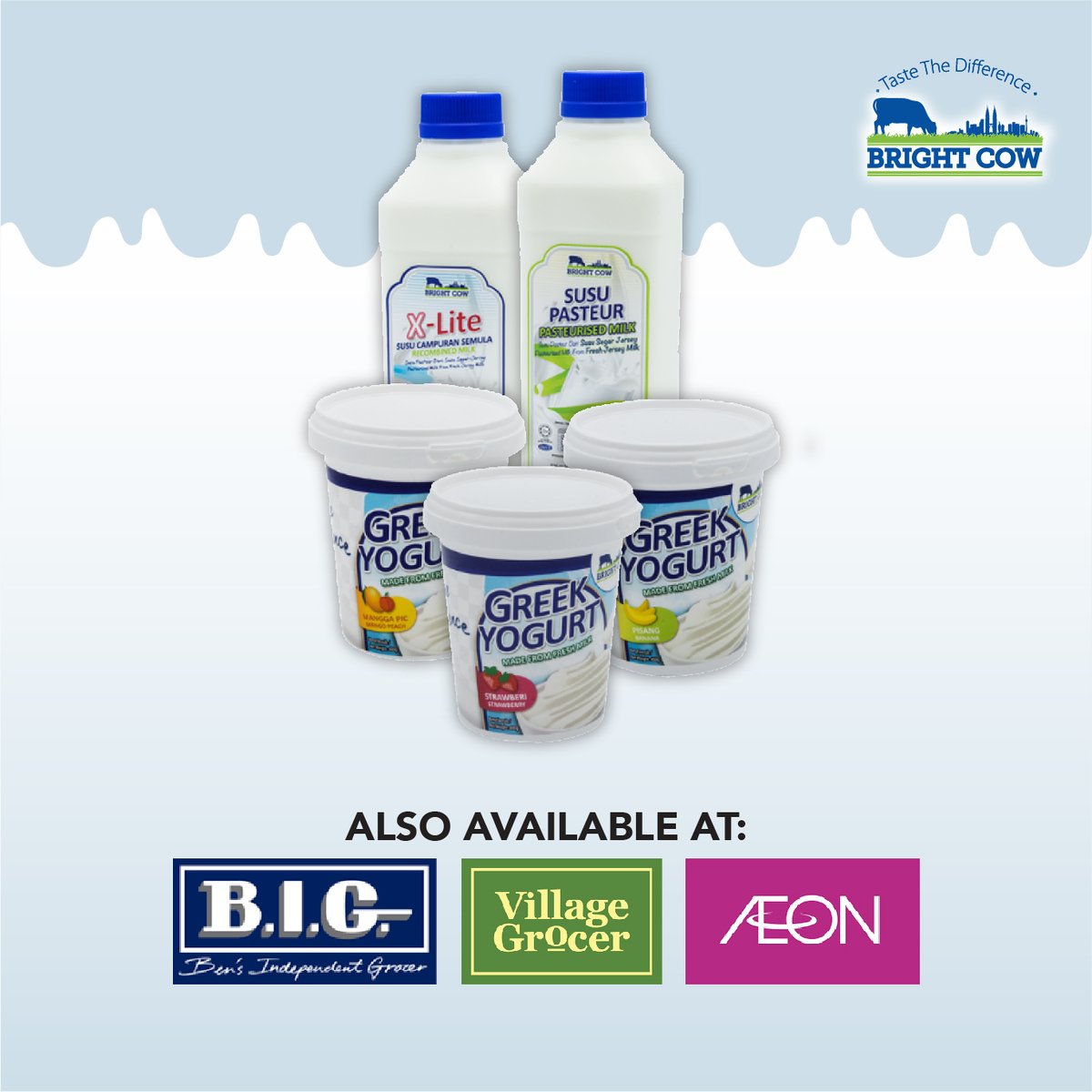 BrightCowMilk's tweet photo. You can find us at @bensindependentgrocer @aeonretail.my @myvillagegrocer. Don't forget to tag us on your purchase!

#brightcow
#tastethedifference
#freshmilk
#fgvdairy
#productofFGV
#fgvfoods
#stayhealthy
#homedelivery https://t.co/GLwv4oXxLB