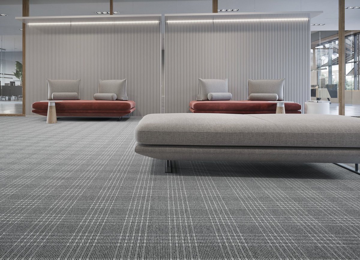 FuseAlliance's tweet photo. The Pattern & Symmetry #wovencarpet collection by @MohawkGroup offers fresh, transitional styles for all types of #commercialinteriors with beautiful graphic plaid patterns in monochromatic tones. #neocon2020 #neoconnect2020 #commercialflooring #broadloomcarpet #workplacedesign https://t.co/nao3N112JL