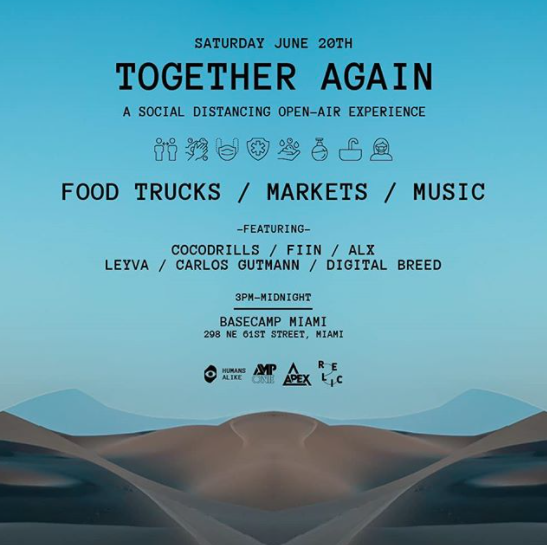 basecampmia's tweet photo. #BaseCamp is happy to announce our first event of the summer!! This Saturday 3 pm - 12 am come experience #TogetherAgain, a social distancing open-air experience. Head over to our Instagram to see how we're implementing new social distancing practicing to ensure a fun &amp; safe day! https://t.co/BguJSUYZvN