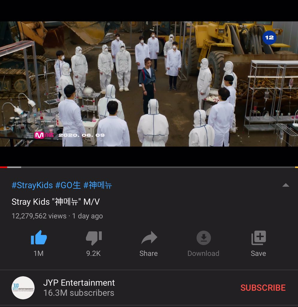 9 AM PhSTCOMEBACK STAGE: 864,866 viewsMUSIC VIDEO: 12,279,562 viewsWe’re slowing down in terms of our streaming activities! Remember that our goal for CB stage is atleast 1.5M views. For the MV, 20M is the goal today! Fighting, Stays! #StrayKids  