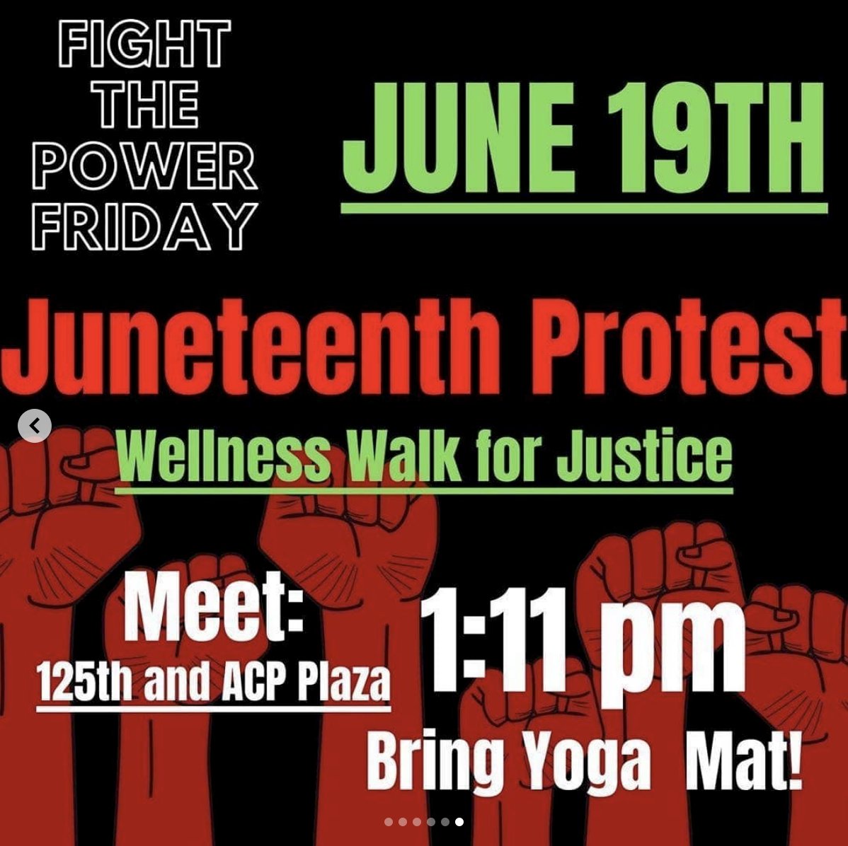 chaoticcoochie's tweet photo. MANHATTAN, NY:
Juneteenth Protest: Wellness Walk for Justice
Friday, June 19th @ 1:11pm
Meeting at 125th & ACP Plaza
#nycprotests #nyc #protestnyc #blmnyc #manhattanprotest #juneteenth https://t.co/TQOJAS9C5i