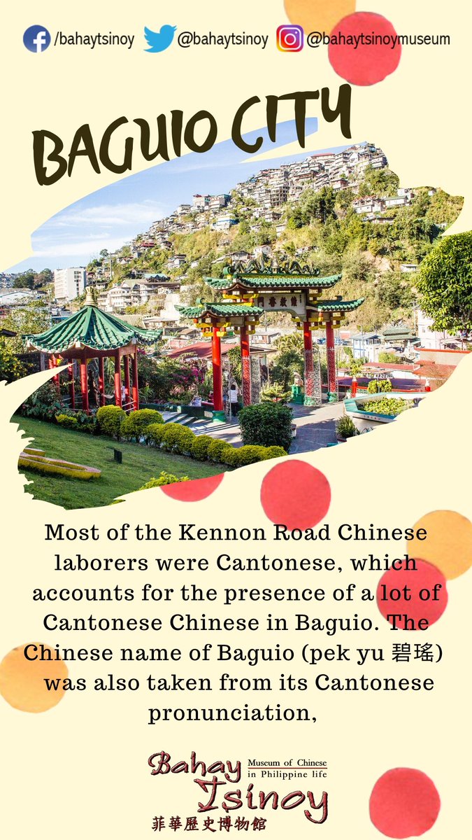 Most of the Kennon Road Chinese laborers were Cantonese, which accounts for the presence of a lot of Cantonese Chinese in Baguio. The Chinese name of Baguio (pek yu 碧瑤) was also taken from its Cantonese pronunciation. #bahaytsinoy #bahaytsinoymuseum #tsinoyako