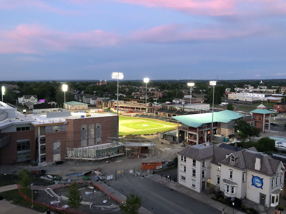 erie_seawolves's tweet photo. Great view looking down on UPMC Park from the top of the Warner Theater. https://t.co/LFAWkWlqZw