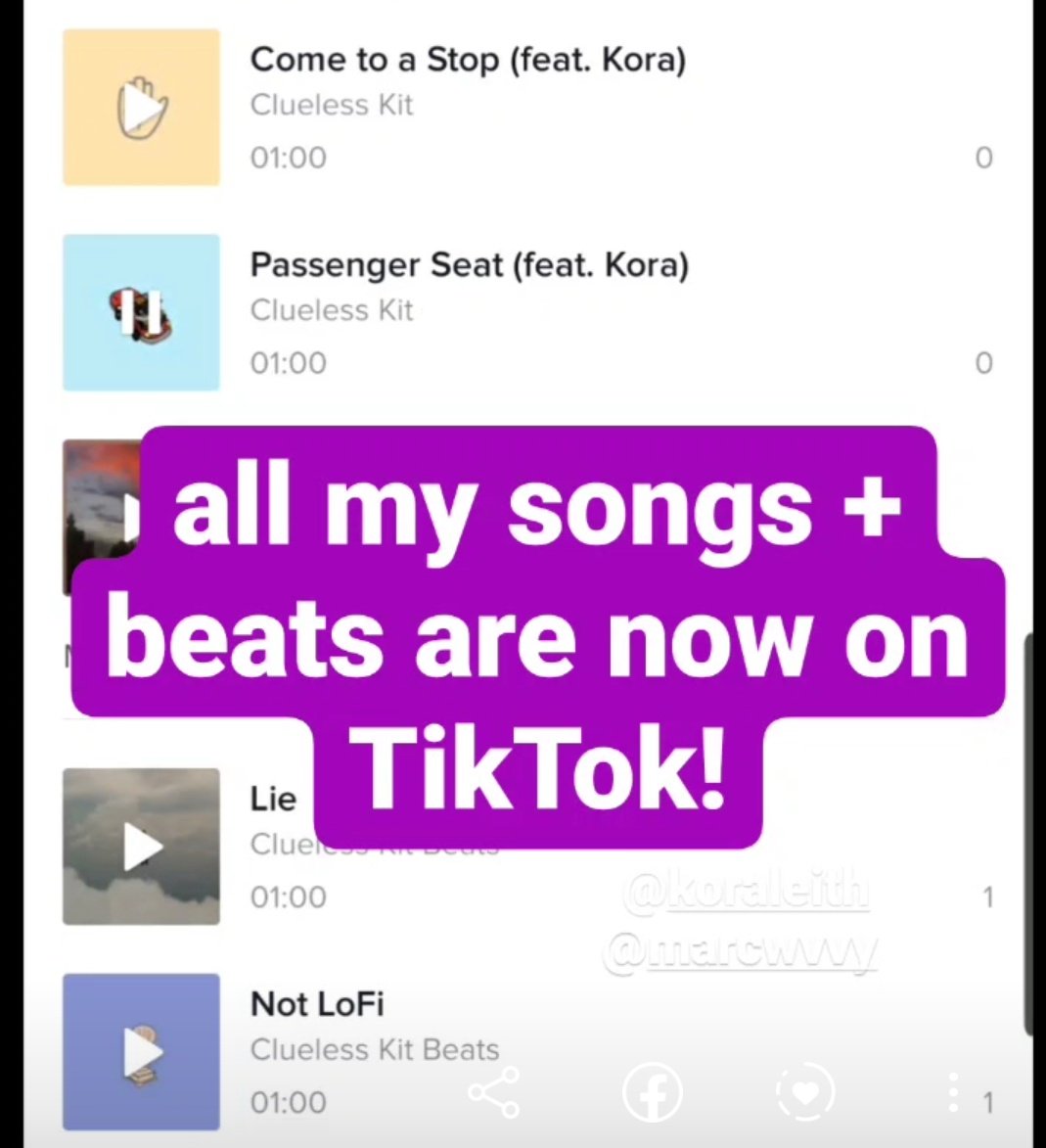 cluelesskit's tweet image. All my songs + beats are on TikTok!
