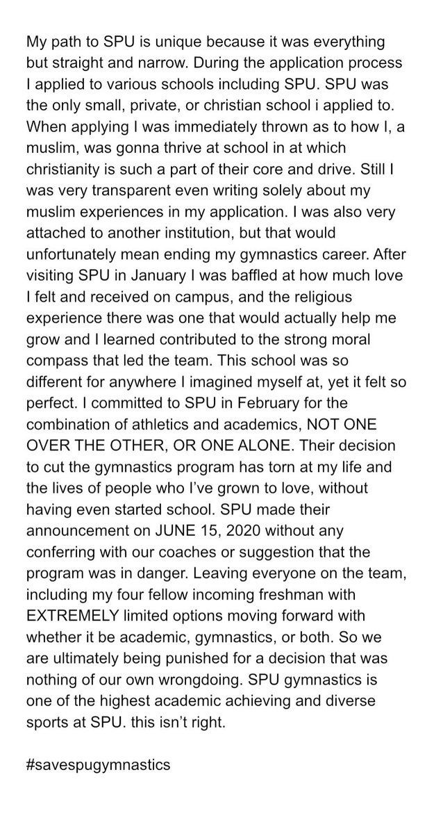 From incoming freshman Absa Fall:
#savespugymnastics