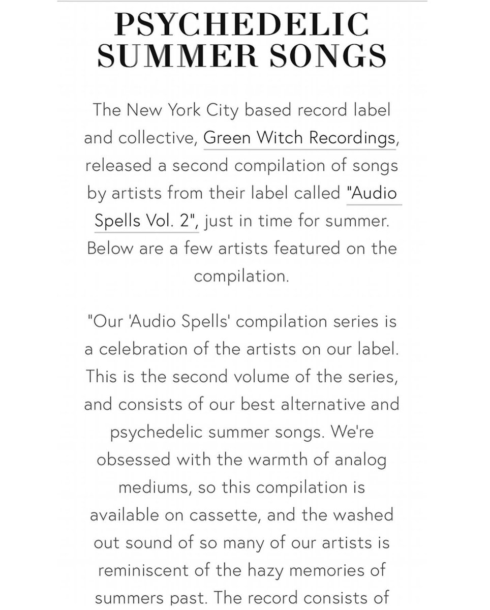 Thanks to <a href="/recklessmag_/">Reckless Magazine</a> for featuring our single “Livin’ In Your Head”, available exclusively on <a href="/GreenWitchRcrds/">Green Witch Recordings</a> Audio Spells Volume 2. Recorded at <a href="/bubblerecording/">the Bubble</a> and produced by <a href="/frenchiesmith/">Frenchie Smith</a>, you can pick up a copy ahead of it’s digital release:
greenwitchrecordings.com/shop
