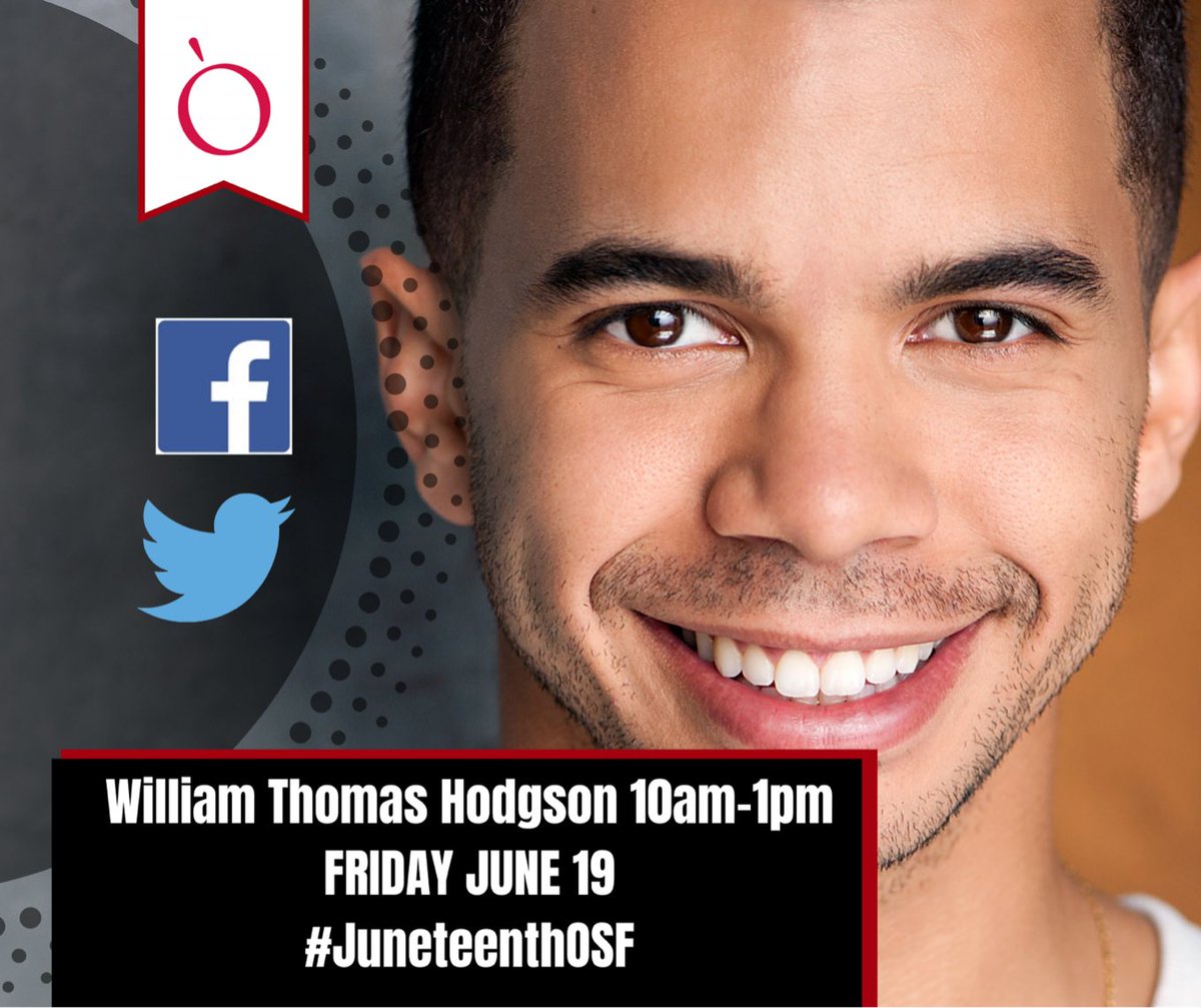 osfashland's tweet photo. Celebrate Juneteenth with us — follow our O! digital experience as actors and artists extraordinaire take over our channel: Christiana Clark 7–10 am, William Thomas Hodgson 10 am–1 pm, Dawn Monique Williams 1–4 pm, and Cyndii Johnson 4–7 pm. Stay tuned! #JuneteenthOSF https://t.co/bmqLVQpWHa