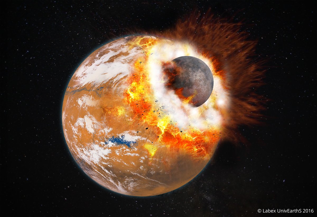 ...onto the atmosphere well enough, leading to its loss. The biggest step in terraforming would be to recreate the thick atmosphere. One way of increasing density is to bombard Mars with greenhouse gas rich asteroids in order to supply Mars with the necessary volatiles. (6/22)