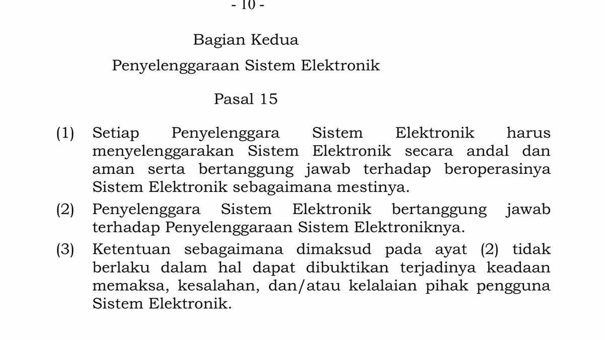 Jika ada kebocoran data,  berdasar psl 15 UU ITE yg bertanggung jwb itu penyelenggara sistem elektronik (PSE) misal yg bocor Toped, ya Toped yg tanggung jawab. Kominfo itu regulator. Sdg yg ngawasi kebocoran dan serangan hacker, nurut Perpres 53/2017 adlh BSSN bkn Kominfo.