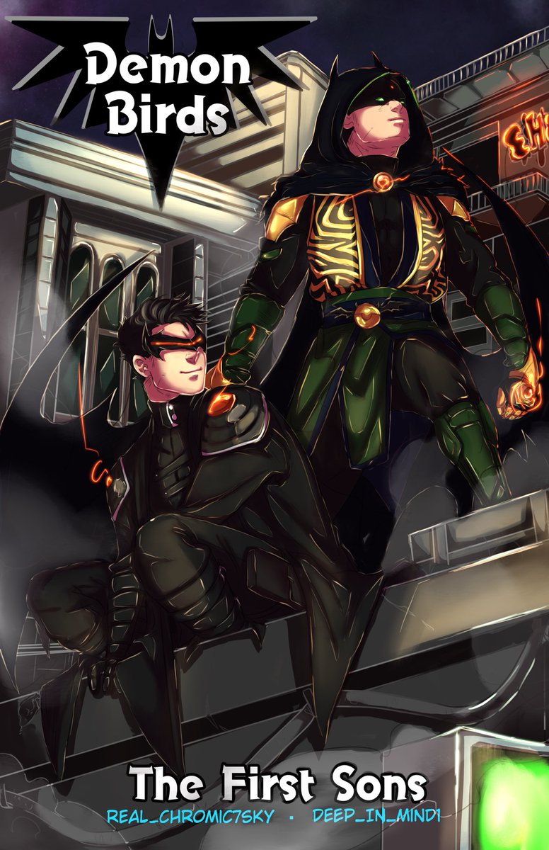 chrome_se7en's tweet photo. Collab with my friend,Deep in mind. Dim doing the line art while Iβm doing coloring and uh draw extra for this lovely pastry bois as they fight crime. Both are damirae kids from different universeπ¦π¦
#damirae #demonbirds #malikalghulwayne #casimirwayne #fanOC #dc #rook #redcorax https://t.co/i5WUR4kc7o
