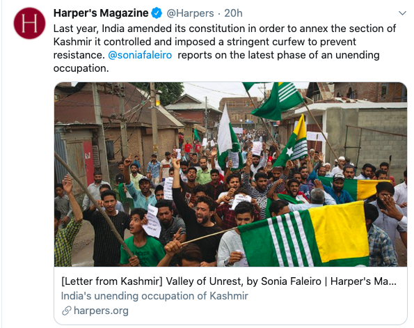 Daughter of former Congress Union Minister Eduardo Falerio's argues for Kashmiri Izlamist fundamentalists. Not sharing the article here; shall highlight few lies, though. The termites that Bharat has hosted, feted, celebrated even after the partition of our sacred land!