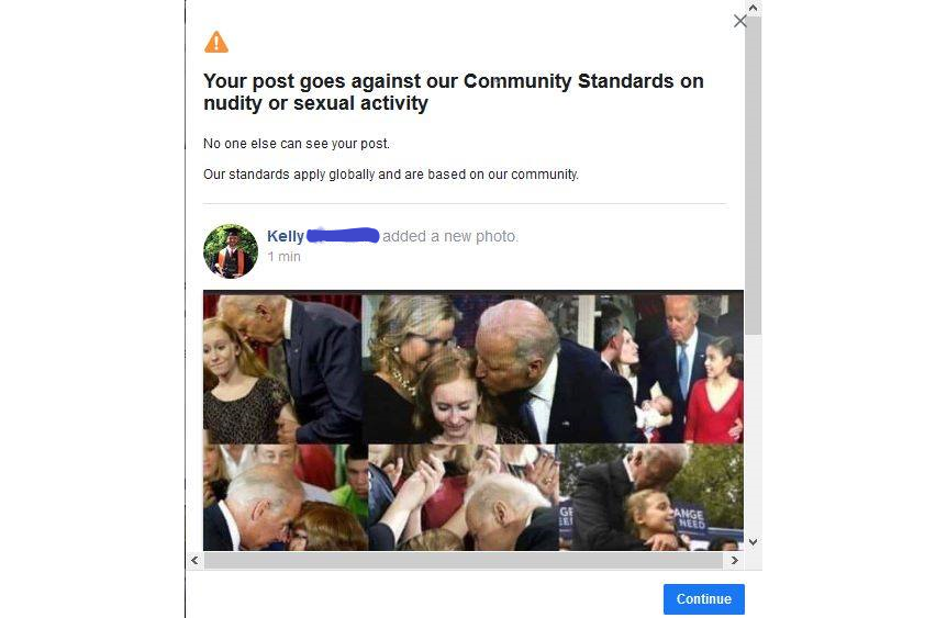 Kelfalala's tweet photo. @John_F_Kennnedy I posted this image &amp; it got me locked out of my account for 24 hours. FB's reason for doing that is listed at the top. I wonder if they alerted the authorities of his behavior? Oh that's right, they did a survey.😠 https://t.co/ZzOfJYd8wG