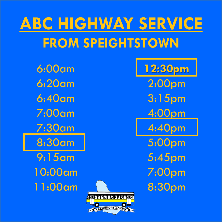 TransportBoard1's tweet photo. We are extremely pleased to reintroduce our full ABC Highway service from Speightstown now with additional times for your convenience.
.
#YouAreInSafeHandsWithUs https://t.co/6SdZM7rjkb