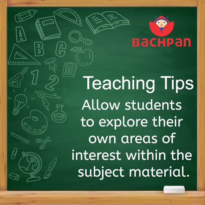 bachpanschool's tweet photo. 🌤Good Morning🌤
✅Allow students to explore their own areas of interest within the subject material...
#Good_Morning #Bachpan #Teaching_Tips https://t.co/md2Bahfg4N